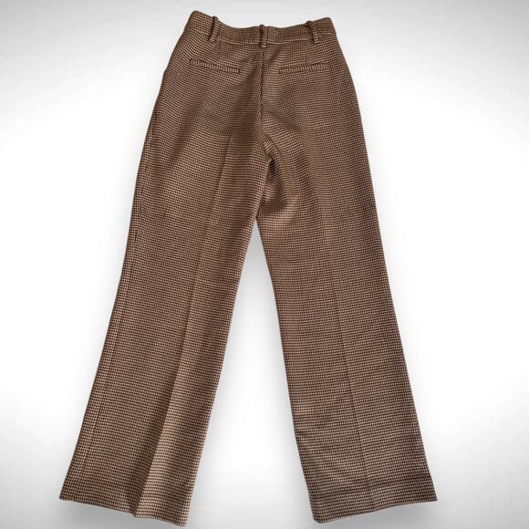 Favorite Daughter‎ Size 10 Plaid Toffee Houndstooth Trouser Wide Leg Pants Work - Picture 6 of 12